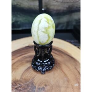 Natural Polished Lantian jade Quartz Crystal Egg Stone Specimen Healing - Stand